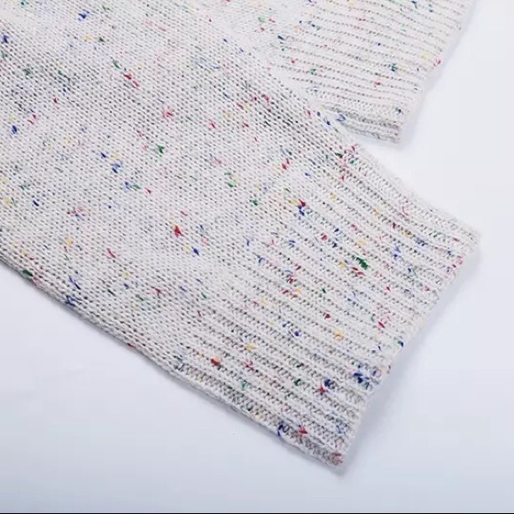 LAST ONE Frayed Confetti Distressed Knit Sweater - Picture 4 of 12